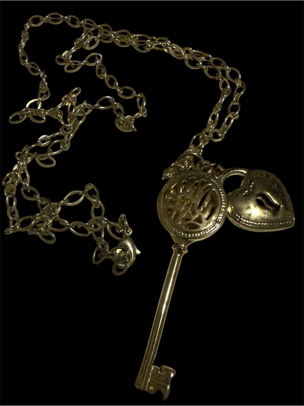 Lilly Pulitzer Gold Key & Heart Padlock Pendant Necklace
